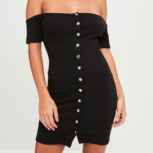 Bardot poplin ribbed dress 🖤